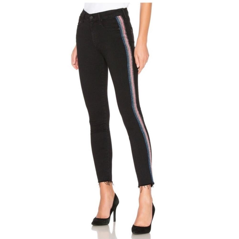 MOTHER high waisted looker ankle fray in guilty Glitter racer